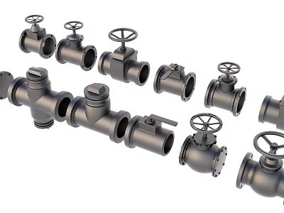 Industrial Valves and Pipeline Fittings with Handwheel Controls for Industrial Applications 3d model