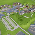 Ancient Architecture Surrounded by Water Areas Lush Green Spaces and Trees in Scenic Landscape