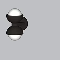 Modern Wall Lamp with Black Metal Frame and Spherical Warm Light Shades