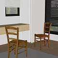 Wooden Ladder Back Dining Chairs With Woven Seats In Bright Interior With Window