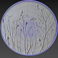Round White Wall Decor with Embossed Natural Plant Patterns Minimalist Design 3d model