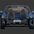 Audi Blue Electric Sports Car With Streamlined Design Black Wheels And Front Logo