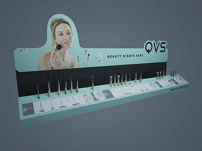 QVS Beauty Station Display Shelf With Organized Makeup Brushes And Tools 3d model