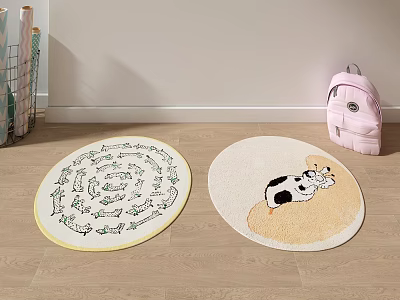 Round Rugs with Maze Animal Patterns and Cute Cartoon Character Design for Kids Room 3d model