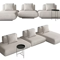 Modern Light Beige Modular Sectional Sofa With Comfortable Upholstered Seats And Side Table 3d model