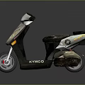 Stylish KYMCO Scooter With Black And White Body Yellow Accents Headlight And Seat