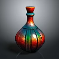 Colorful Striped Glazed Ceramic Vase Decorative Ornament Set For Home Decor