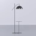 Modern Black Floor Lamp With Dome Shade And Small Round Side Table 3d model