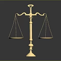 Golden Metal Balance Scale with Ornate Base as Decorative Home Living Accessory