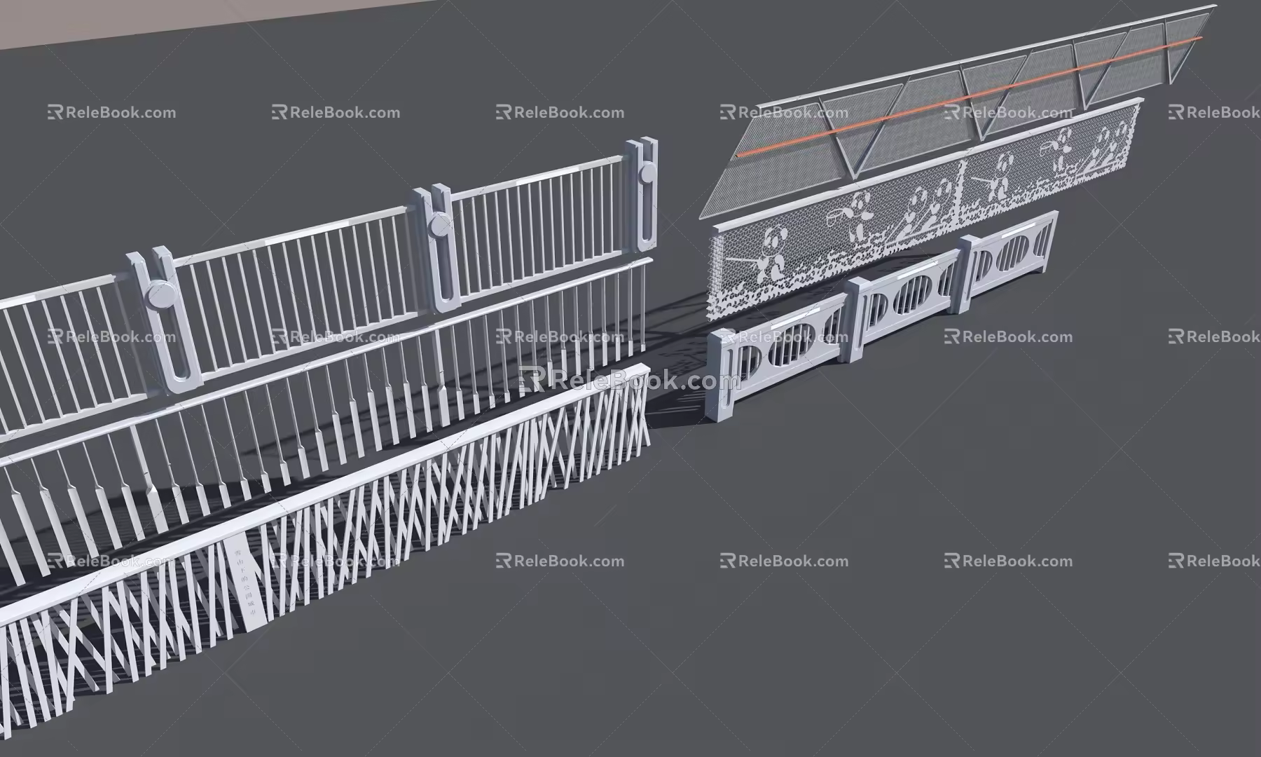 Railing landscape 3d model