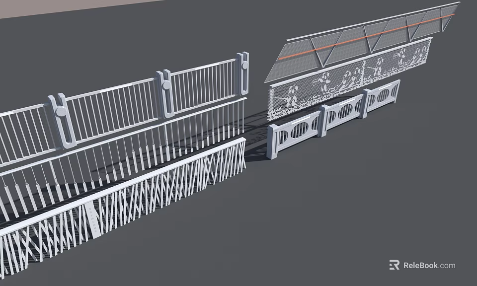 Decorative Railings Featuring Various Ornamental Patterns For Balcony Staircase And Fence 3d model 
