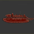 Red Vintage Tank Model With Detailed Tracks And Classic Structure Design