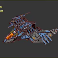 Detailed Blue Gray Spaceship Model With Yellow Cockpit And Complex Structure 3d model