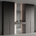 Modern Dark Wood Dresser With Marble Texture Column And Sleek Cabinetry Design