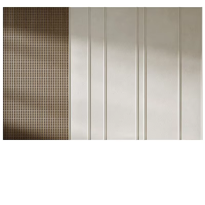 Modern Background Wall Design With Brown Mesh And White Vertical Panels 3d model