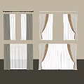 Striped Draped Curtains Various Styles for Home Decor and Interior Design 3d model