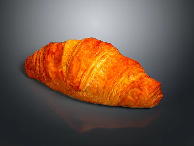 Golden Flaky Croissant With Buttery Layers On Dark Background 3d model