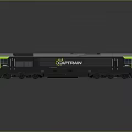 EURORAIL Railway Train With Black Gray Body Green Front And Exterior Logo Design