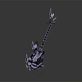 Elaborate Fantasy Musical Instrument 3D Model With Metallic Decorations And Purple Glowing Parts