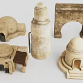 Rustic Stone Decorative Furniture With Dome Structures And Arch Accents