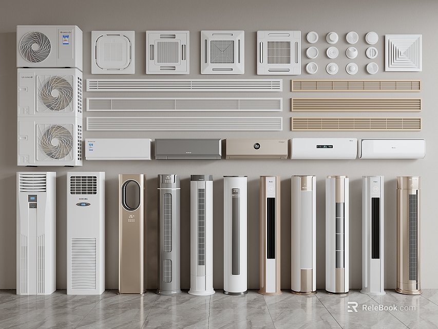 Various Types of Modern Air Conditioners and Fans with Stylish Designs for Home Use 3d model 