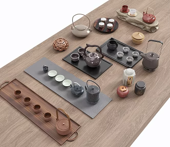 New Chinese Tea Set Ornaments Teapot Teacup Tea Tray Tea Jar Tea Bottle 3d model
