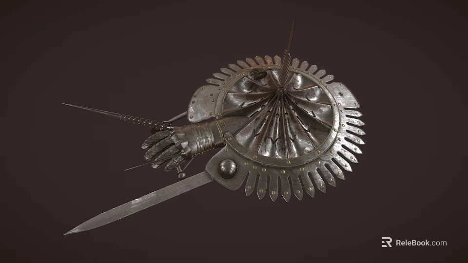 Ancient Steel Weapon With Intricate Decorative Guard And Sharp Metal Blade Design 3d model 