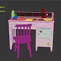 Kids Study Desk With Wooden Top Chair Stickers Table Lamp And Stationery