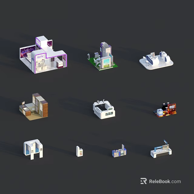 Various Display Shelves With Multiple Designs And Different Structures For Exhibition Use 3d model 