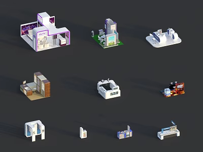 Various Display Shelves With Multiple Designs And Different Structures For Exhibition Use 3d model