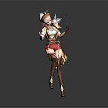 Game and Movie Character Anime Style 3D Model with Cat Ears White Top Red Shorts