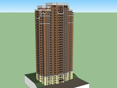 Modern High Rise Residential Building With Brown Exterior And Light Colored Base 3d model