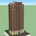 Modern High Rise Residential Building With Brown Exterior And Light Colored Base