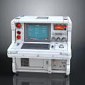 White Medical Emergency Device With Display Screen Control Panel And Wheels 3d model