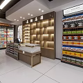 Supermarket Interior With Bright Lighting Spacious Aisles And Shelves Full Of Products