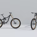 Mountain Bike with Suspension Thick Tires Black Frame and Gold Rims