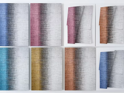 Multicolored Textile Swatches With Gradient Patterns And Various Textures 3d model
