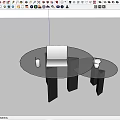 Modern Round Tables With Laptop Cup And Small Green Plant On Surface