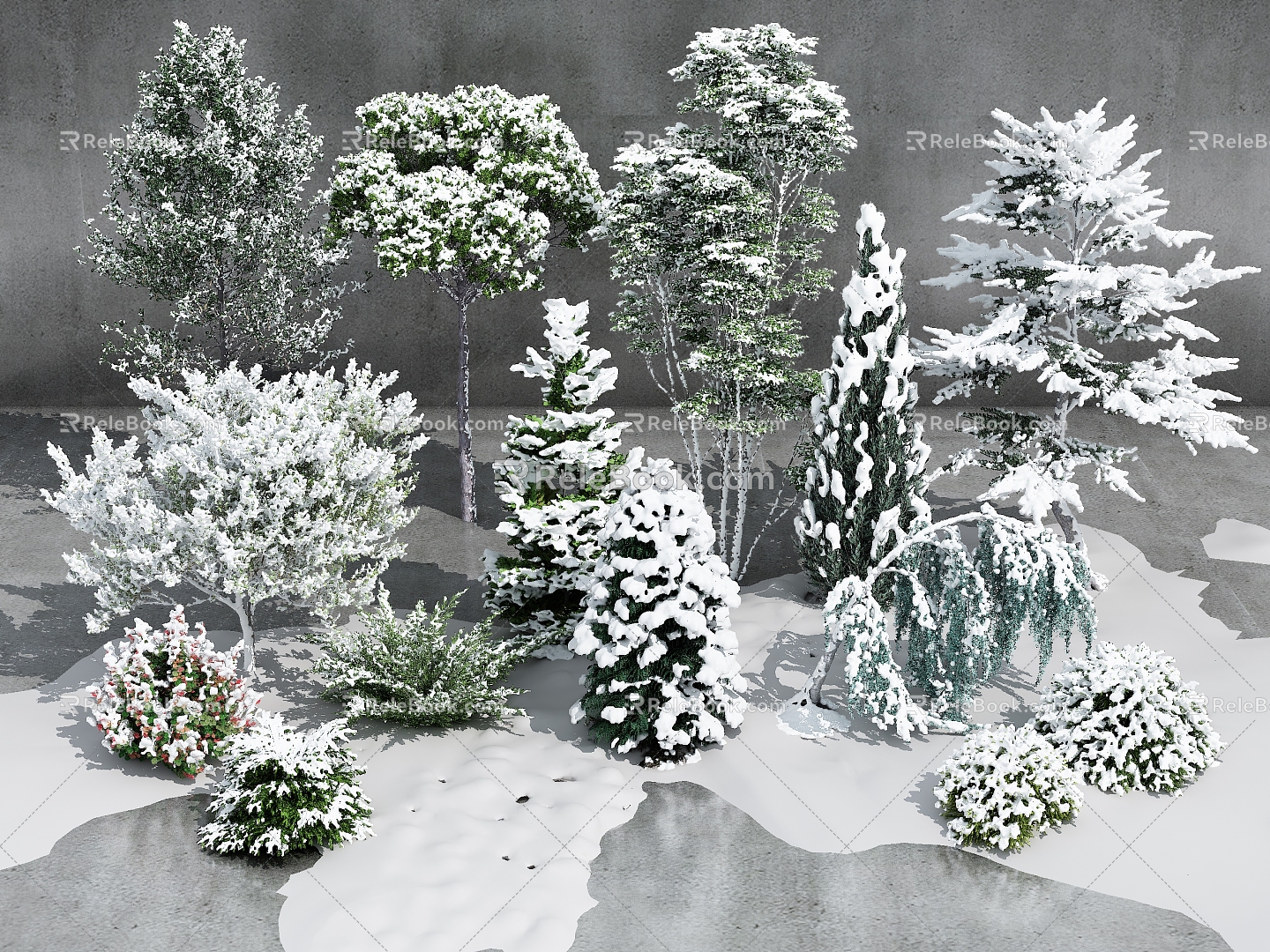 Winter Trees Winter Trees Landscape Trees Snow Trees Cedar Trees Dead Trees Decuduous Trees 3d model