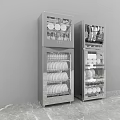 Stainless Steel Kitchen Appliances With Disinfectors Holding Plates Bowls And Cups