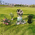 Stunning Floral Arrangements With Pink White Flowers And Green Plants On Lush Green Lawn