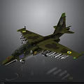 Aerospace Military Fighter Jet With Camouflage Paint Shark Mouth And Missiles