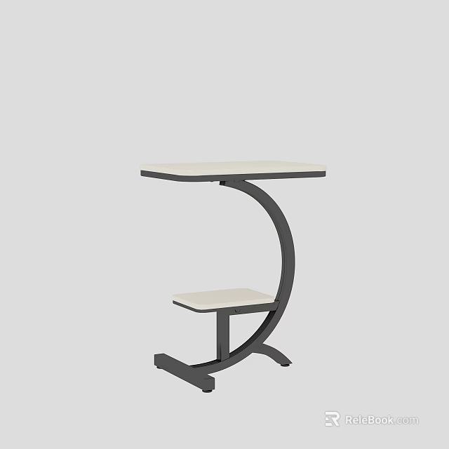 Modern Side Table With Two Tiers Light Top And Black Curved Frame 3d model 