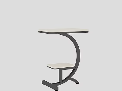 Modern Side Table With Two Tiers Light Top And Black Curved Frame 3d model