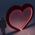 Illuminated Large Red Heart Display With I LOVE BAKU Text And Silhouette Figure