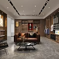 Modern Men's Clothing Store Interior Featuring Suits On Mannequins Wooden Cabinets And Marble Floor