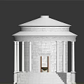 Classical White Stone Dome Building With Columns Steps And Wooden Door