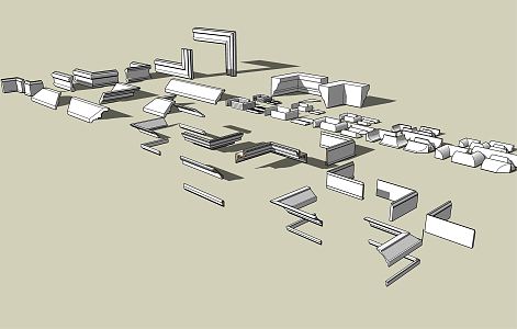 Modern gypsum line yin and yang angle gypsum line 3d model