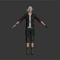 3D Character Model Wearing Black Jacket Red Lining Cap Black Pants And Boots