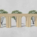 European-style Arch Stone Arch Head View Wall Enclosure 3d model